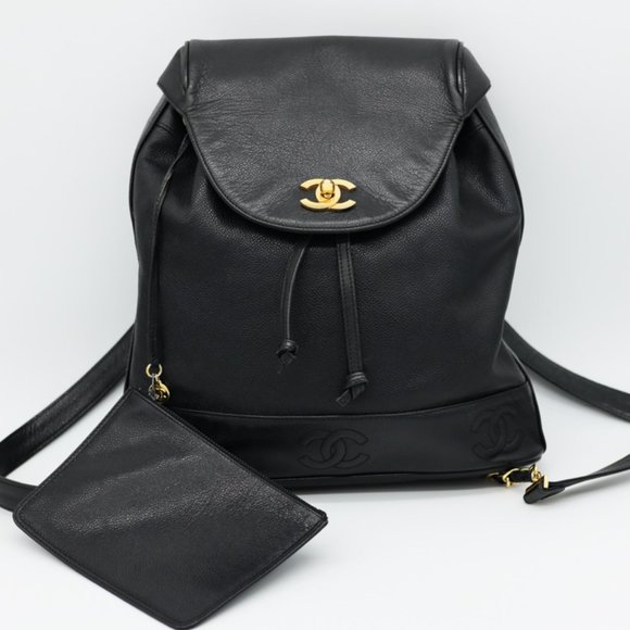 Chanel Black Satin Backpack - Wyld Blue